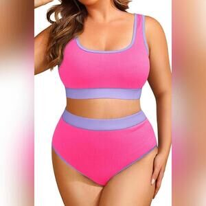 NWT Tempt Me 2 Piece Full Coverage Sporty Swimsuit, 16W